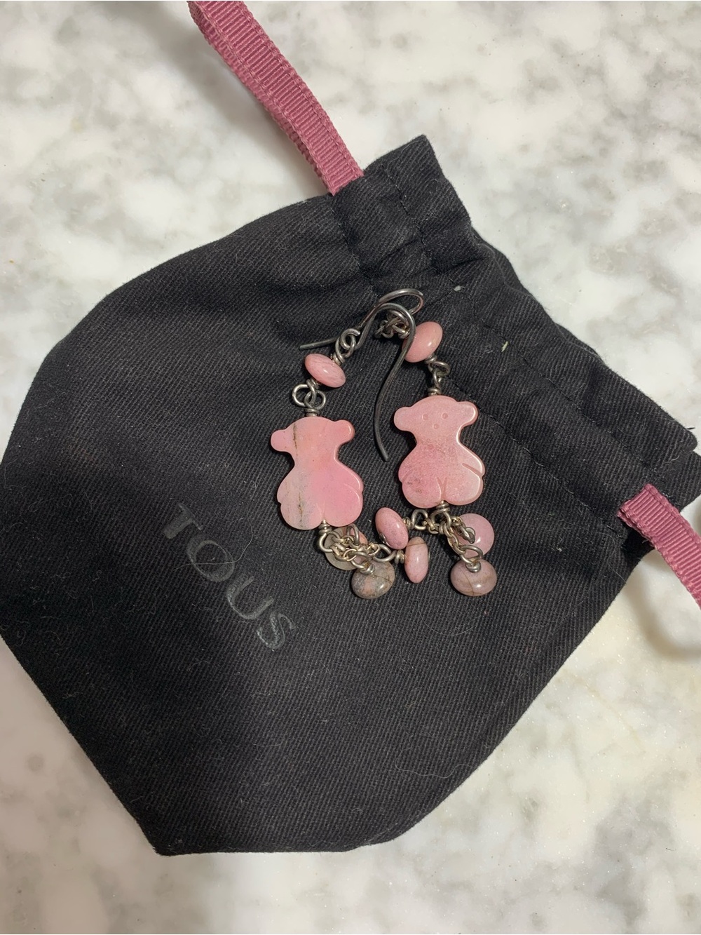 Tous Pink Bear Dangle Earrings